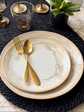 🌴Threshold Melamine Dinner and Salad Plates Combo Beige & Cream | Target